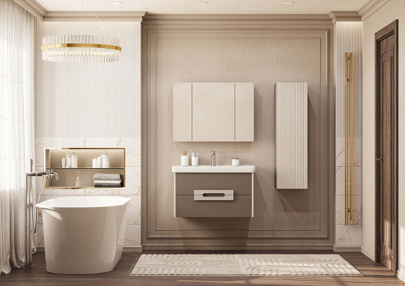 Тумба под раковину Aquaton Ар-Деко 85 1A280401DD6E0 подвесная Кашемир