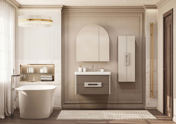 Тумба под раковину Aquaton Ар-Деко 85 1A280401DD6E0 подвесная Кашемир