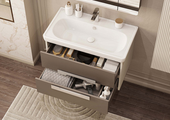 Тумба под раковину Aquaton Ар-Деко 85 1A280401DD6E0 подвесная Кашемир