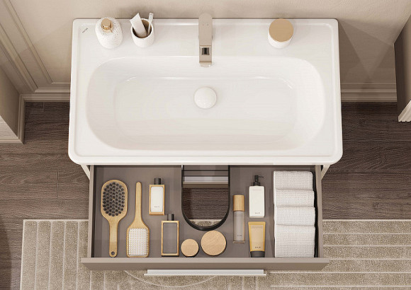 Тумба под раковину Aquaton Ар-Деко 85 1A280401DD6E0 подвесная Кашемир