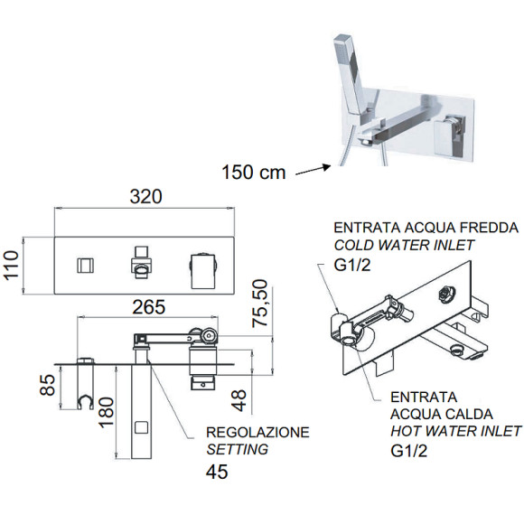 Смеситель для ванны Remer Q-Design QD04 Хром Смеситель для ванны Remer Q-Design QD04 Хром