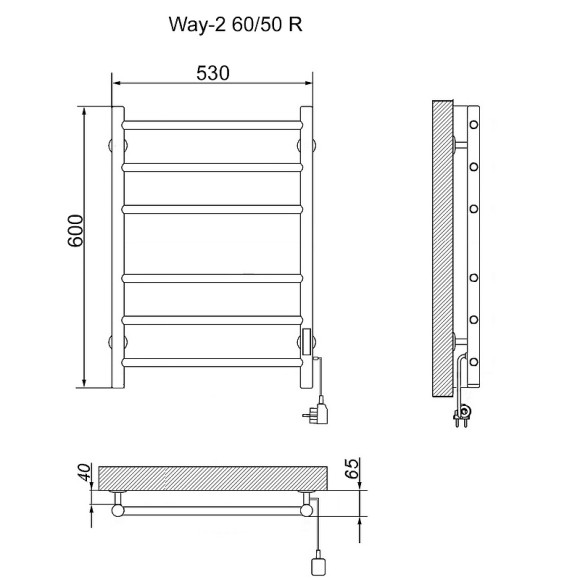 Электрический полотенцесушитель Ника Way-2 60/50 Хром Электрический полотенцесушитель Ника Way-2 60/50 Хром
