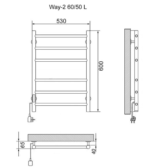 Электрический полотенцесушитель Ника Way-2 60/50 Хром Электрический полотенцесушитель Ника Way-2 60/50 Хром