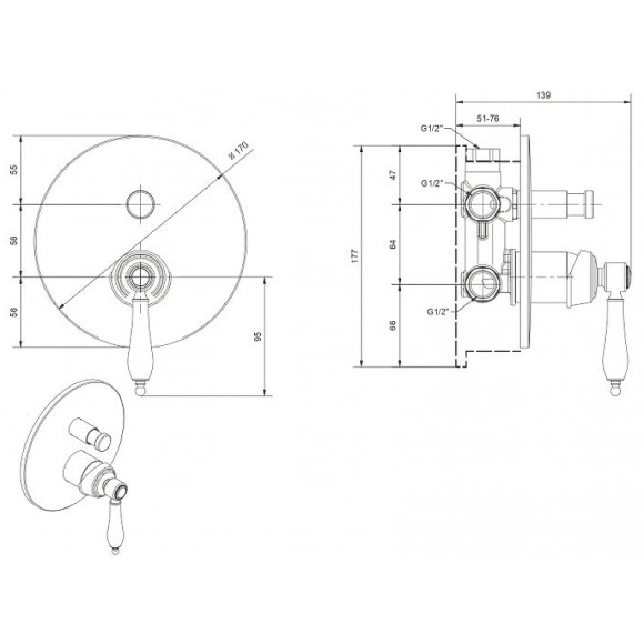 Смеситель для душа Cezares Aphrodite APHRODITE-VDIM2-03/24-Bi Золото 24 карат