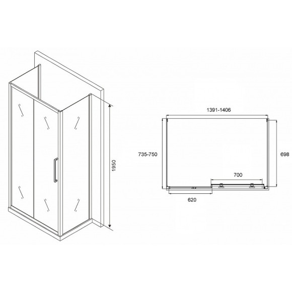 Душевой уголок Abber Schwarzer Diamant 140x75 AG30140MH-S75M-S75M профиль Хром стекло матовое Душевой уголок Abber Schwarzer Diamant 140x75 AG30140MH-S75M-S75M профиль Хром стекло матовое