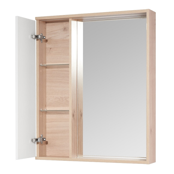 Зеркало со шкафом Aquaton Бостон 75 1A240302BN010 с подсветкой Дуб эврика Белый глянец Зеркало со шкафом Aquaton Бостон 75 1A240302BN010 с подсветкой Дуб эврика Белый глянец