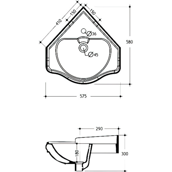 Раковина Migliore Bella 57 20608 угловая Белая
