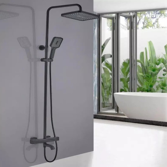 Душевая система ALMAes GaLaxy SDI-1801 с термостатом Черная матовая Душевая система ALMAes GaLaxy SDI-1801 с термостатом Черная матовая