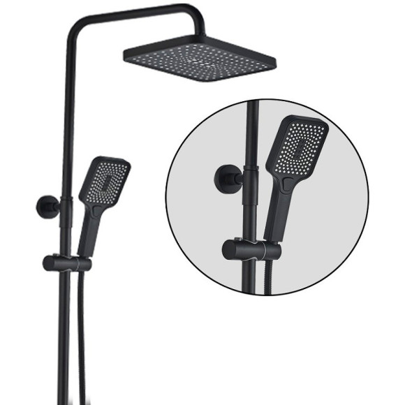 Душевая система ALMAes GaLaxy SDI-1801 с термостатом Черная матовая Душевая система ALMAes GaLaxy SDI-1801 с термостатом Черная матовая