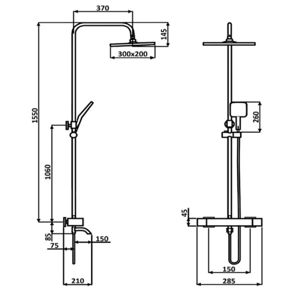 Душевая система ALMAes GaLaxy SDI-1801 с термостатом Черная матовая Душевая система ALMAes GaLaxy SDI-1801 с термостатом Черная матовая