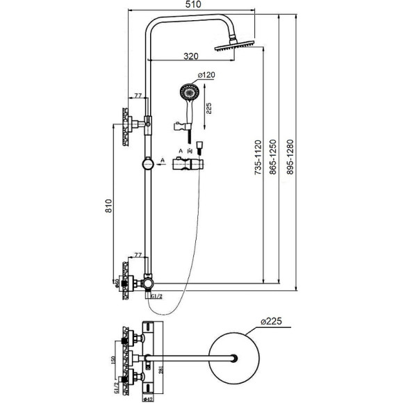 Душевая система Agger Thermo A2451200 Хром