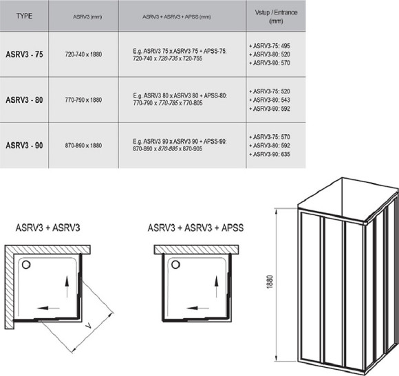 Душевая дверь Ravak Supernova ASRV3-90 15V70U02Z1 профиль Сатин стекло Transparent Душевая дверь Ravak Supernova ASRV3-90 15V70U02Z1 профиль Сатин стекло Transparent
