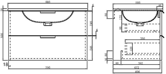Тумба с раковиной Orans BC-0901 80 0901800 подвесная Ocean blue matt