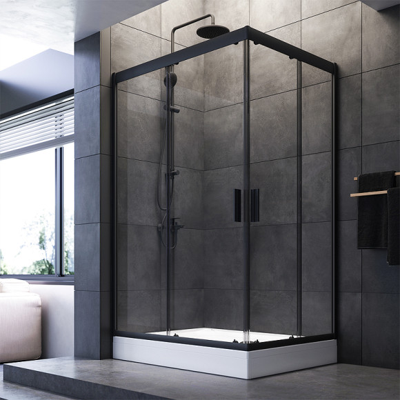 Душевой уголок AM.PM Gem 120х90 W90G-404-120290-BT профиль Черный матовый стекло прозрачное Душевой уголок AM.PM Gem 120х90 W90G-404-120290-BT профиль Черный матовый стекло прозрачное