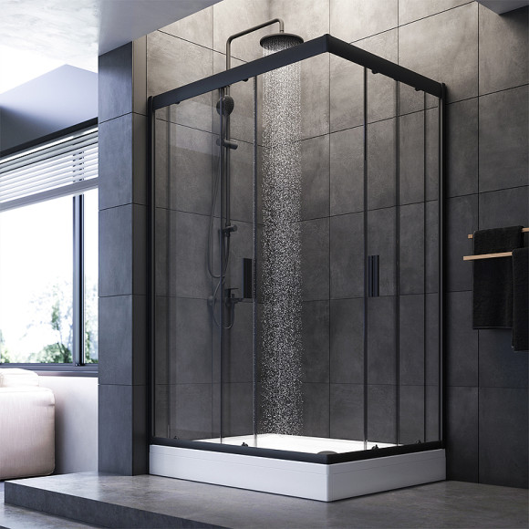Душевой уголок AM.PM Gem 120х90 W90G-404-120290-BT профиль Черный матовый стекло прозрачное Душевой уголок AM.PM Gem 120х90 W90G-404-120290-BT профиль Черный матовый стекло прозрачное