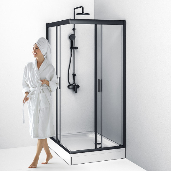 Душевой уголок AM.PM Gem 120х90 W90G-404-120290-BT профиль Черный матовый стекло прозрачное Душевой уголок AM.PM Gem 120х90 W90G-404-120290-BT профиль Черный матовый стекло прозрачное
