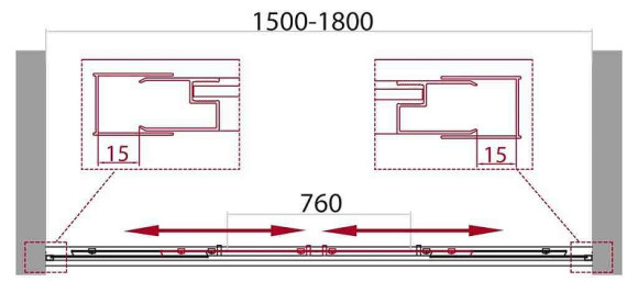 Душевая дверь BelBagno Unique 180 UNIQUE-BF-2-150/180-C-Cr профиль Хром стекло прозрачное