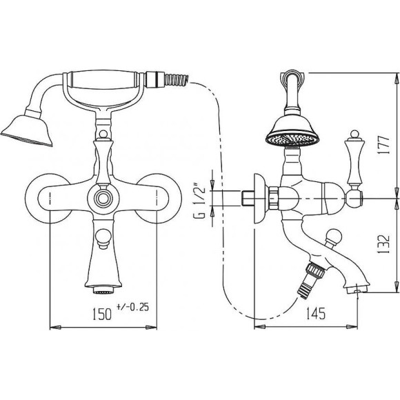 Смеситель для ванны Cezares Margot MARGOT-VDM-03/24-M Золото 24 карат Смеситель для ванны Cezares Margot MARGOT-VDM-03/24-M Золото 24 карат