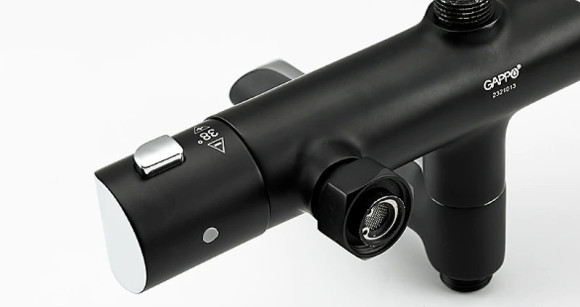 Душевая система Gappo G03-6 G2403-56 с термостатом Черная матовая Хром