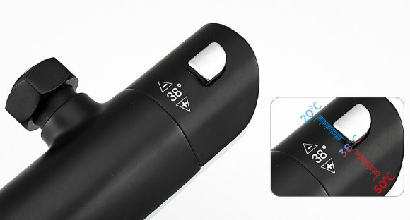 Душевая система Gappo G03-6 G2403-56 с термостатом Черная матовая Хром