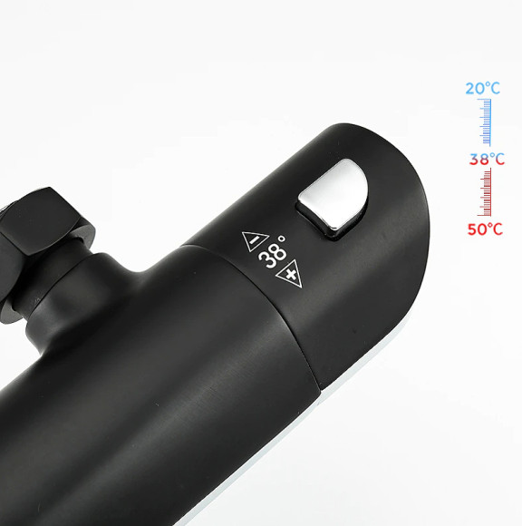 Душевая система Gappo G03-6 G2403-56 с термостатом Черная матовая Хром