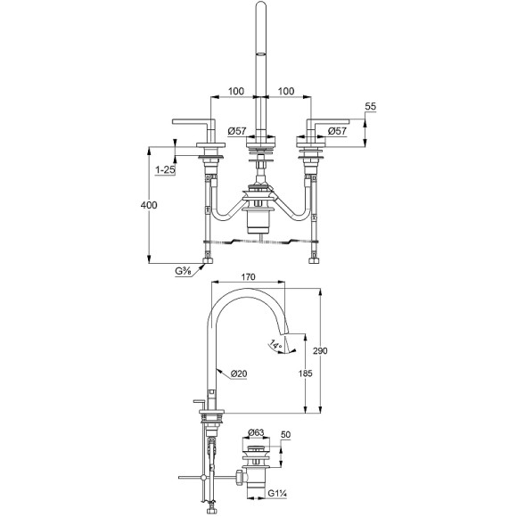 Смеситель для раковины Kludi Nova Fonte Puristic 201433915 Черный матовый Смеситель для раковины Kludi Nova Fonte Puristic 201433915 Черный матовый