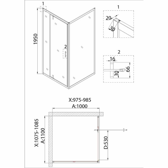 Душевой уголок Niagara Nova 110х100 NG-63-11A-A100 профиль Хром стекло прозрачное Душевой уголок Niagara Nova 110х100 NG-63-11A-A100 профиль Хром стекло прозрачное