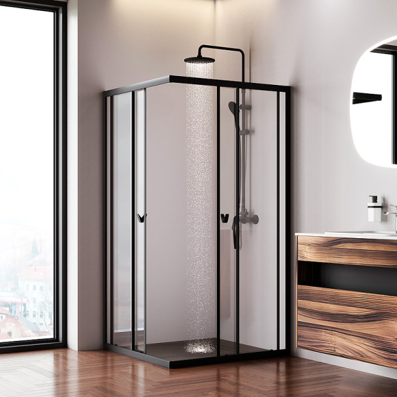 Душевой уголок AM.PM Sunny 100х100 W87G-403-100100-BT профиль Черный матовый стекло прозрачное Душевой уголок AM.PM Sunny 100х100 W87G-403-100100-BT профиль Черный матовый стекло прозрачное