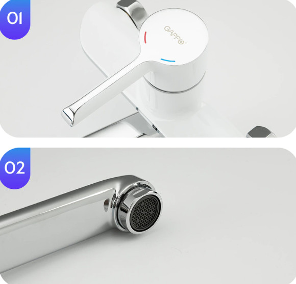 Смеситель для ванны Gappo G03-8 G2203-8 универсальный Белый Хром