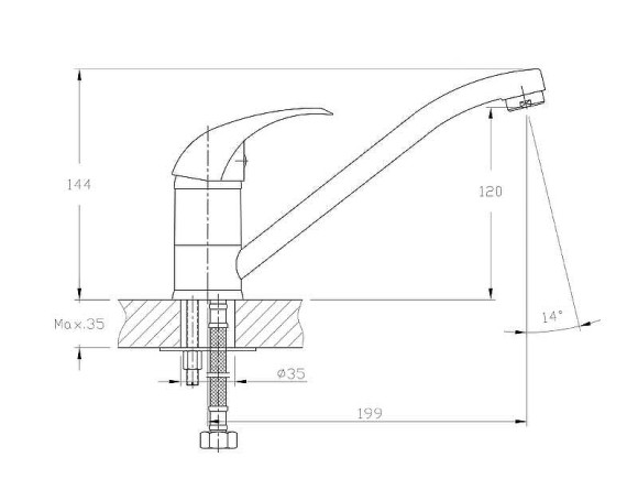 Смеситель для кухни GranFest Quarz Z3321 Черный Смеситель для кухни GranFest Quarz Z3321 Черный