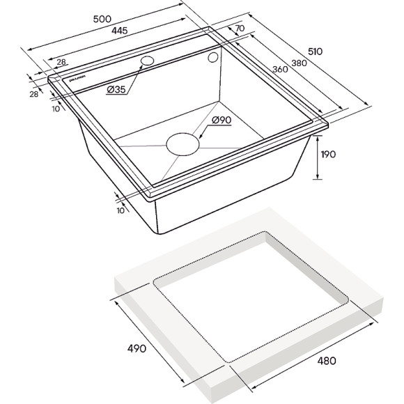 Кухонная мойка Paulmark Stepia 50 PM115051-BLM Черный металлик Кухонная мойка Paulmark Stepia 50 PM115051-BLM Черный металлик