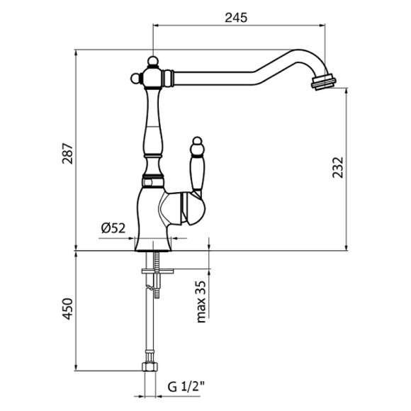 Смеситель для кухни Webert Kitchen Valentino VA920302065 Бронза