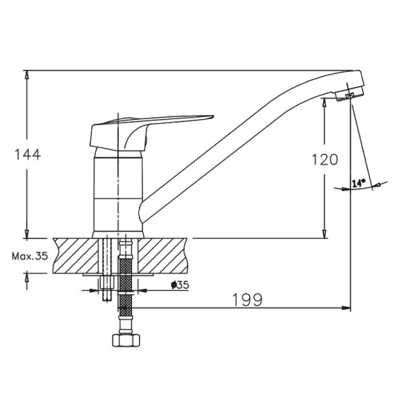 Смеситель для кухни Haiba HB4837 Хром Смеситель для кухни Haiba HB4837 Хром