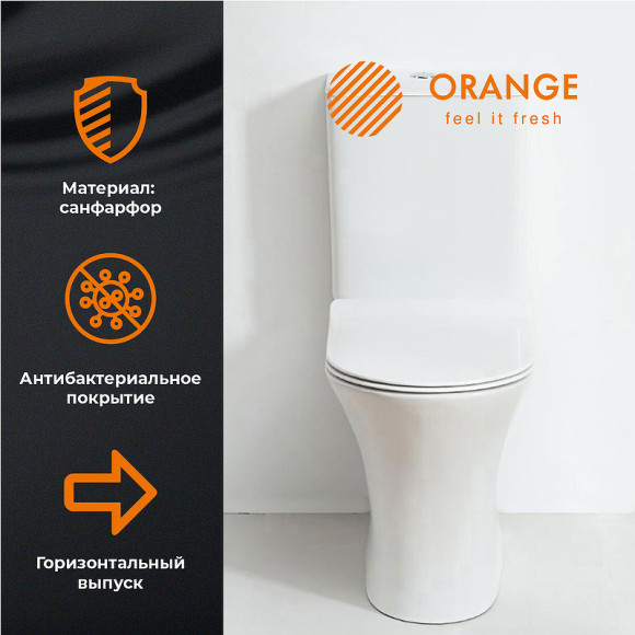 Унитаз компакт Orange C01-000W с бачком и сиденьем Микролифт Унитаз компакт Orange C01-000W с бачком и сиденьем Микролифт