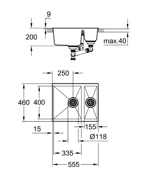 Кухонная мойка Grohe K500 56 31648AP0 Черный гранит Кухонная мойка Grohe K500 56 31648AP0 Черный гранит