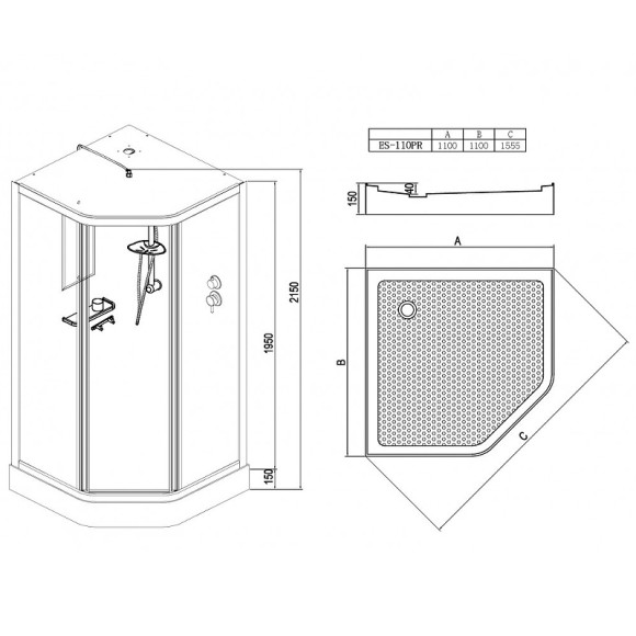 Душевая кабина Esbano ES-110PR 110x110 ESKB110PR без гидромассажа Душевая кабина Esbano ES-110PR 110x110 ESKB110PR без гидромассажа