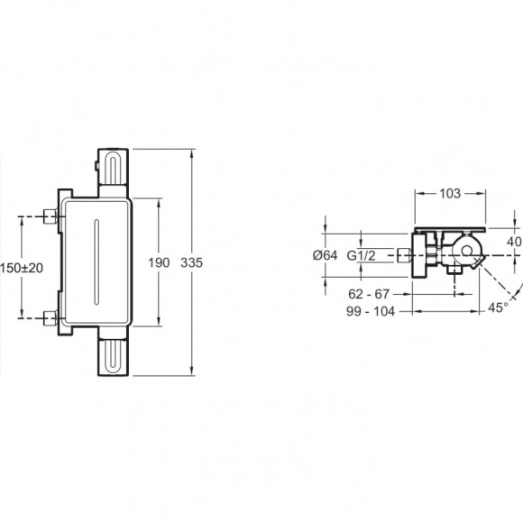 Смеситель для ванны Jacob Delafon Metro E21768-CP с термостатом Хром Смеситель для ванны Jacob Delafon Metro E21768-CP с термостатом Хром