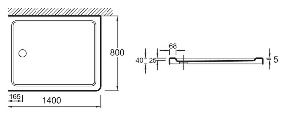 Душевой поддон из материала Flight Jacob Delafon Flight 140x80 E62453-00 Белый
