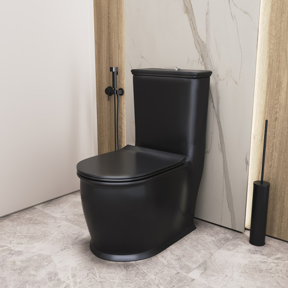 Унитаз моноблок Grossman Retro GR-4492BMS Черный матовый с бачком и сиденьем Микролифт Унитаз моноблок Grossman Retro GR-4492BMS Черный матовый с бачком и сиденьем Микролифт