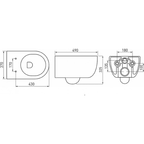 Комплект унитаза с инсталляцией Berges Novum D5 047235 с сиденьем Микролифт и Черной SoftTouch клавишей смыва
