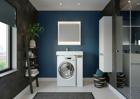 Шкаф пенал Aquaton Лондри 34 1A236203LH010 подвесной Белый глянец