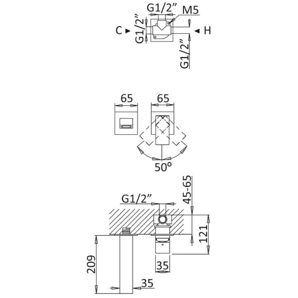 Смеситель для раковины Cezares Porta PORTA-BLI2-SR Sunrise