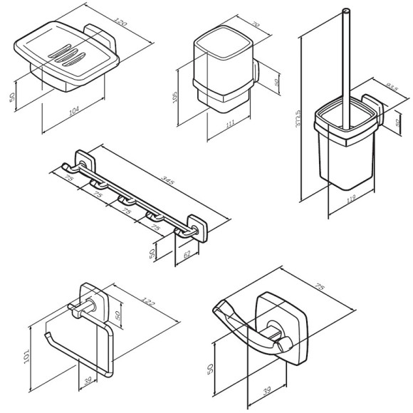 Набор аксессуаров для ванной AM.PM Gem AK90D2106B Черный матовый Набор аксессуаров для ванной AM.PM Gem AK90D2106B Черный матовый