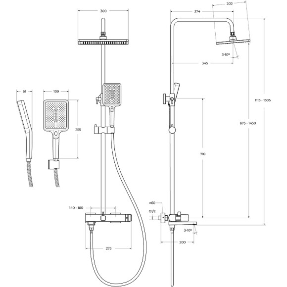 Душевая система BelBagno Ardente ARDENTE-VSCM-CRM Хром