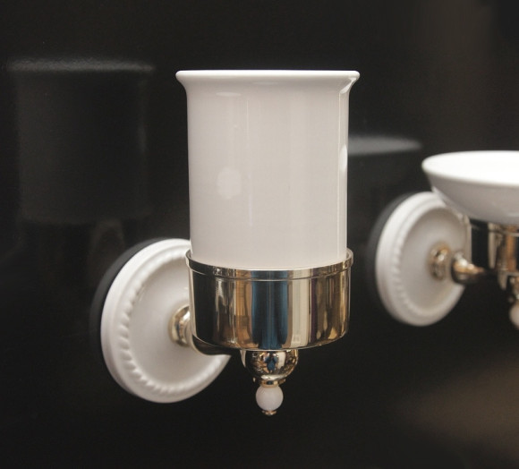 Стакан для зубных щеток Devon&Devon Dorothy DOR403OT Светлое золото Белый