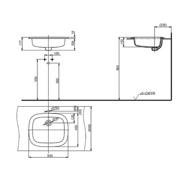 Раковина Toto Public 53 LW763Y#XW Белая Раковина Toto Public 53 LW763Y#XW Белая