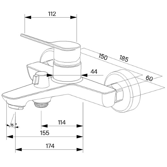 Смеситель для ванны Milardo Enjoy ENJSB00M02 Хром глянцевый