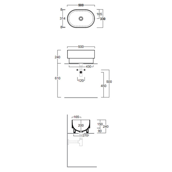 Раковина-чаша Simas Po-mo 50 PO04bi Белая Раковина-чаша Simas Po-mo 50 PO04bi Белая