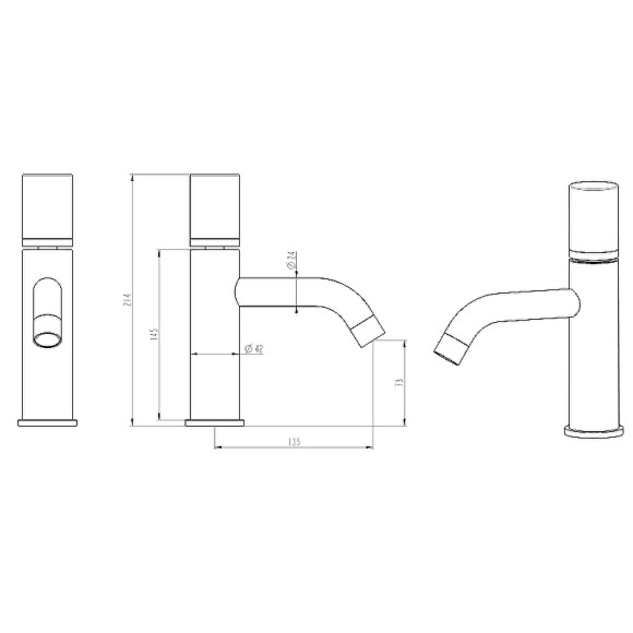 Смеситель для раковины Boheme Stick 121-BB Черный матовый Смеситель для раковины Boheme Stick 121-BB Черный матовый