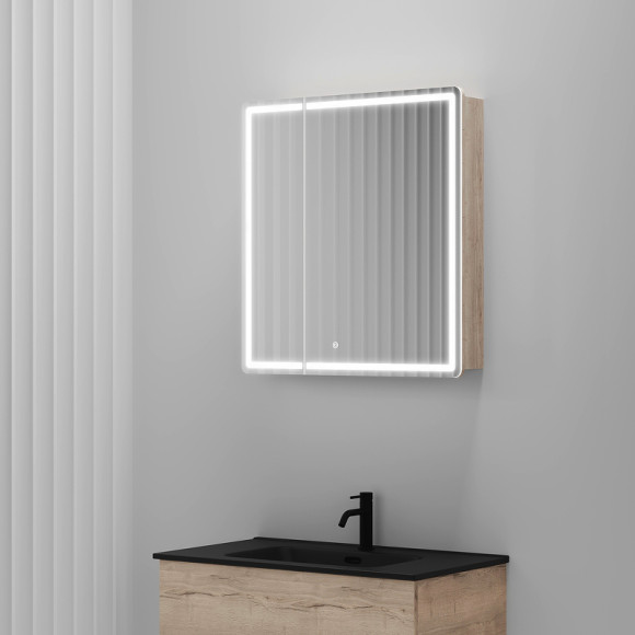 Зеркальный шкаф Sancos Mirror 70 MI70EG с подсветкой Дуб галифакс натуральный Зеркальный шкаф Sancos Mirror 70 MI70EG с подсветкой Дуб галифакс натуральный